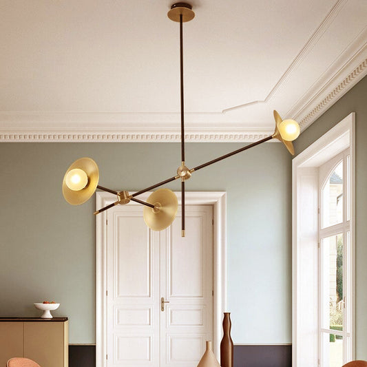 Modern Hanging Light Collared Baton - Antique Brass