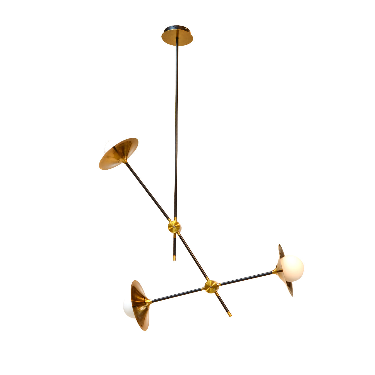 Modern Hanging Light Collared Baton - Antique Brass