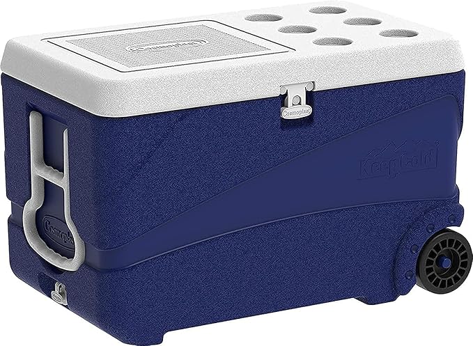 84L Deluxe Plastic Cooler Icebox with Wheels Blue – Heavy Duty Insulated Cooler with 6-Day Ice Retention