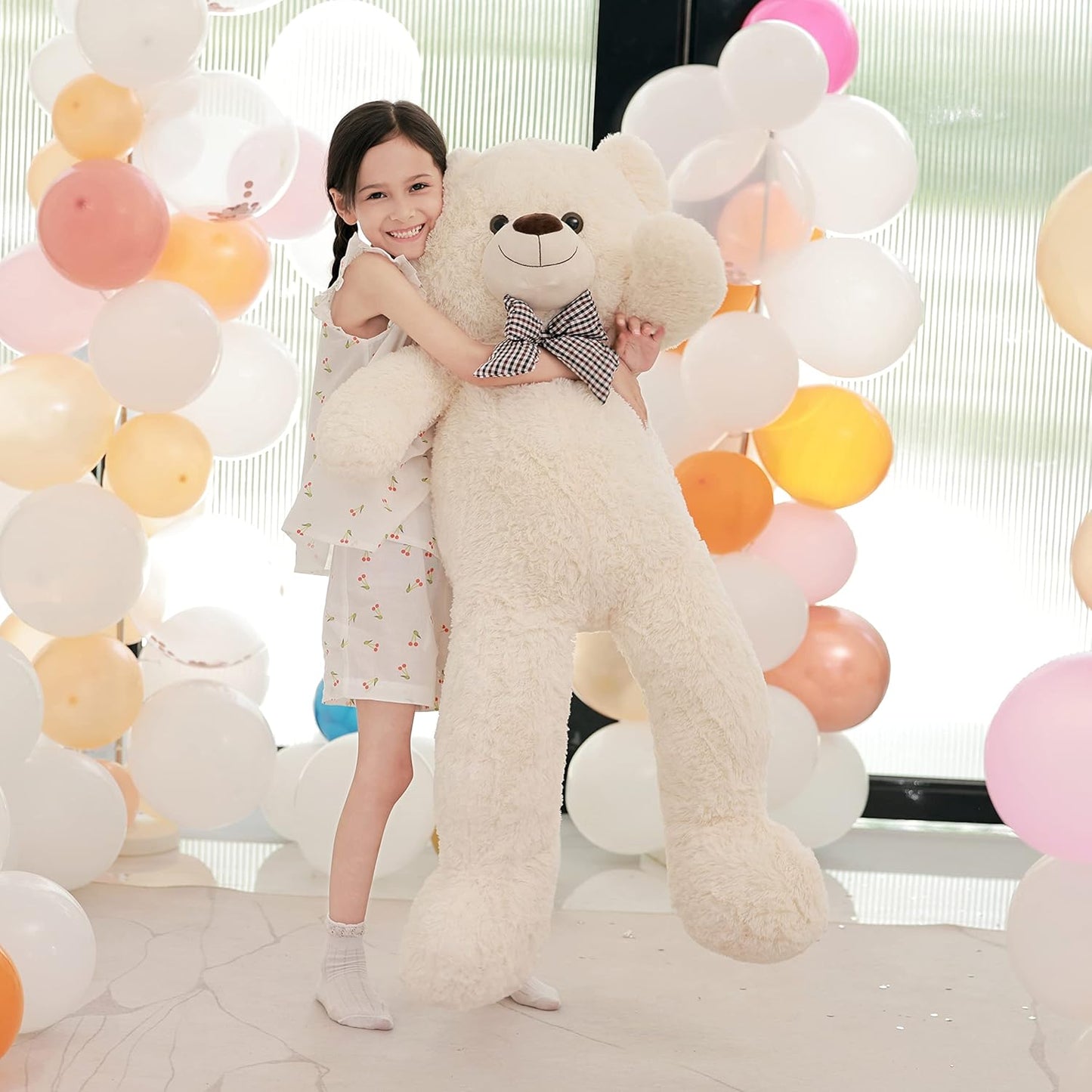 Poutmac 55 inch Giant Teddy Bear Stuffed Animal White Big Plush Teddy Bear Valentine's Gift for Girlfriend Soft Stuffed Bear Animals for Christmas,Birthday,Mother's Day - COOLBABY