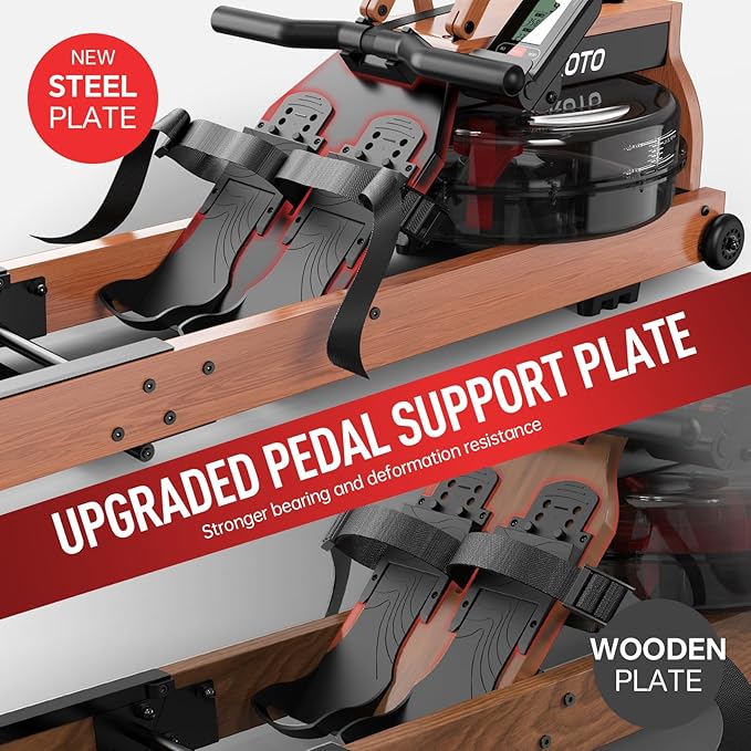 Solid Oak Water Rowing Machine for Home Use | Foldable Wooden Rower with Bluetooth Monitor