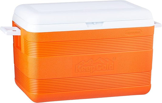 60L Plastic Cooler Icebox Deluxe Orange – Heavy Duty Insulated Cooler with 6-Day Ice Retention