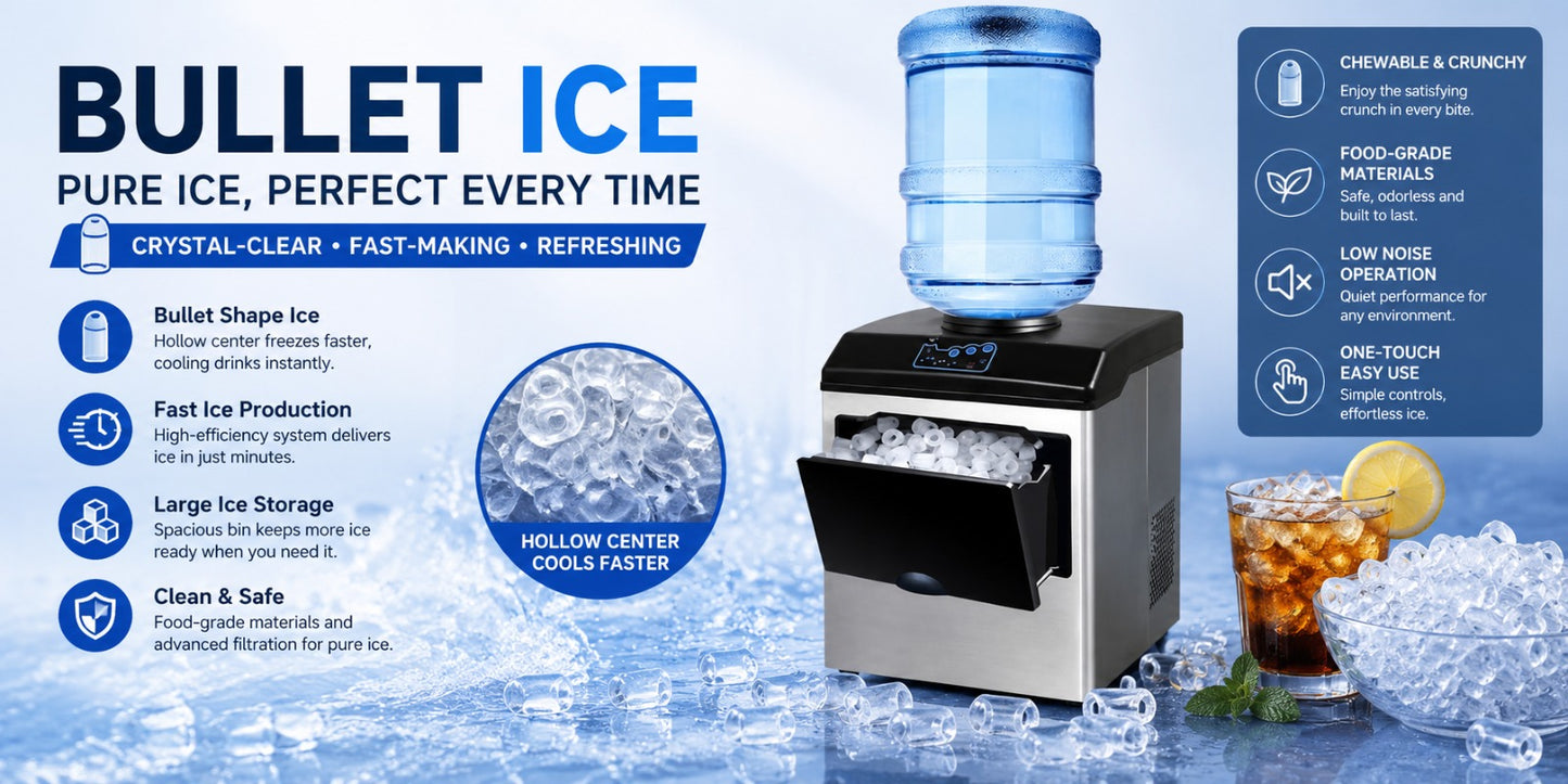 COOLBABY Premium 2-in-1 Stainless Steel Ice Maker & Water Dispenser