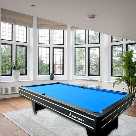 8ft Billiard Table Black Finishing in Wooden Base Slate with Ball Return System - COOLBABY