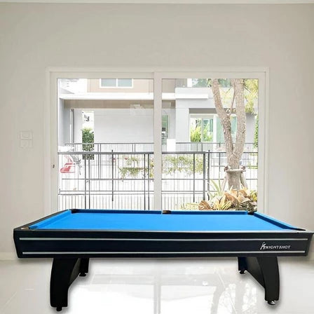 8ft Billiard Table Black Finishing in Wooden Base Slate with Ball Return System - COOLBABY