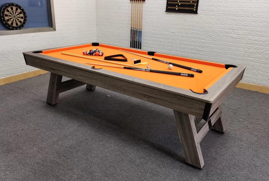 ICORE 7ft Luxury Billiard Table with Orange Finish – Wooden Design