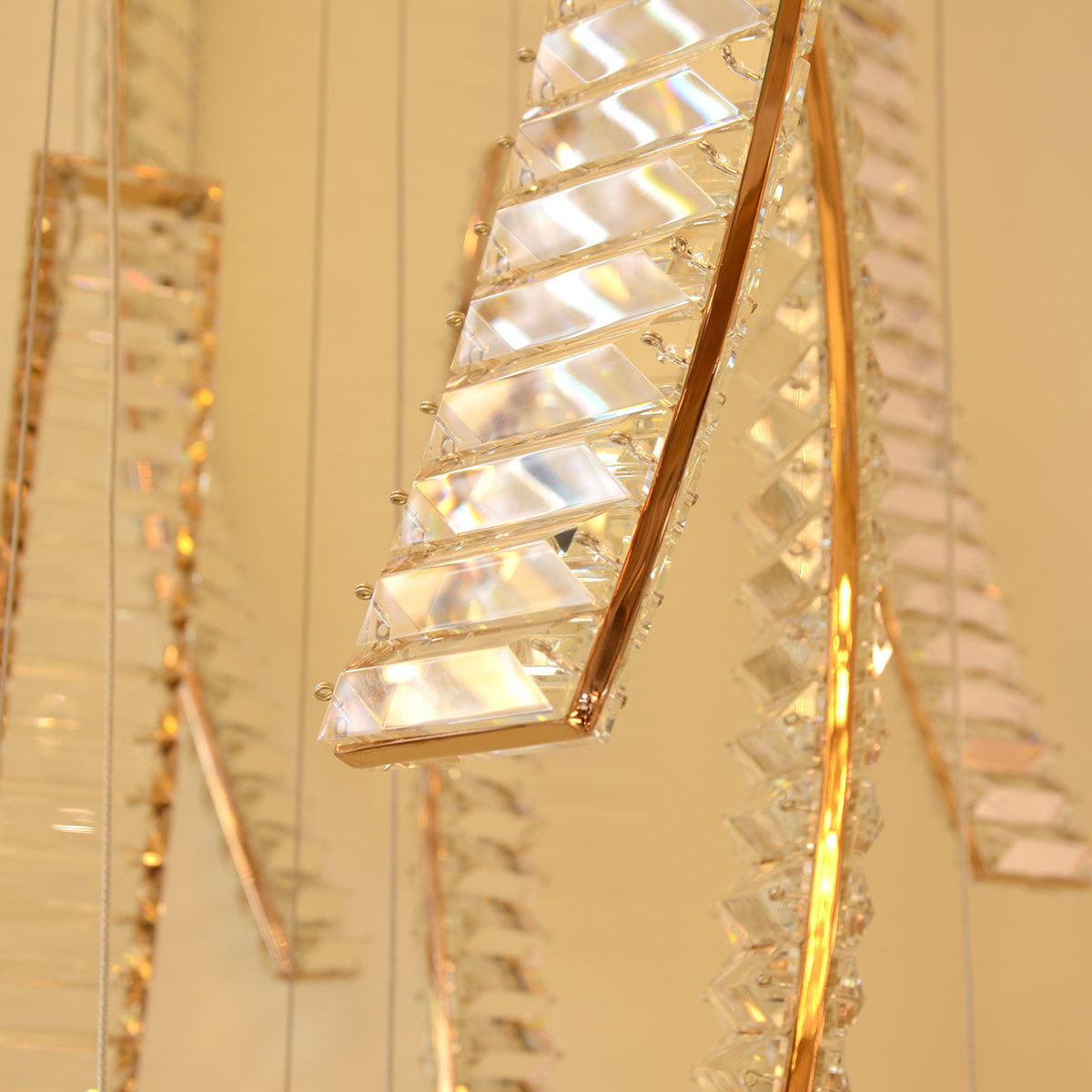 Luxury Alaria K9 Crystal Staircase LED 3000K Stainless Steel - Rose Gold