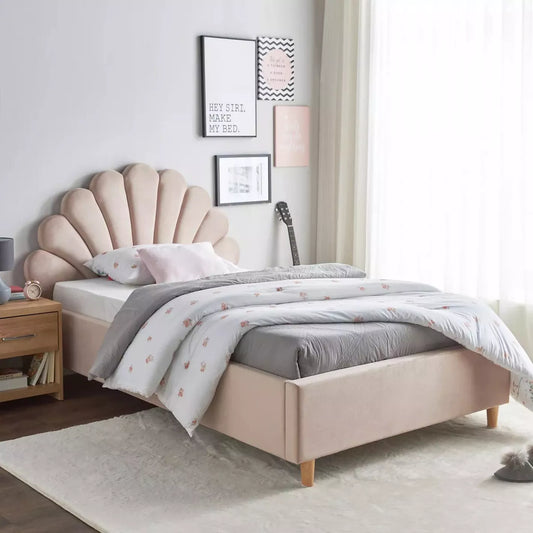 Crafted With High-Quality Materials Full Headboard Single Bed 120x200 cm - Peach - COOLBABY