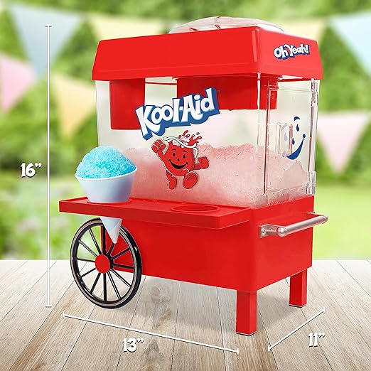 Snow Cone Shaved Ice Machine - Retro Table-Top Slushie Machine Makes 20 Icy Treats, Red - COOLBABY