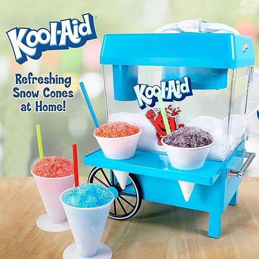 Snow Cone Shaved Ice Machine - Retro Table-Top Slushie Machine Makes 20 Icy Treats, Red - COOLBABY