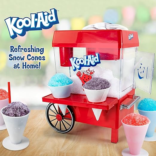 Snow Cone Shaved Ice Machine - Retro Table-Top Slushie Machine Makes 20 Icy Treats, Red - COOLBABY