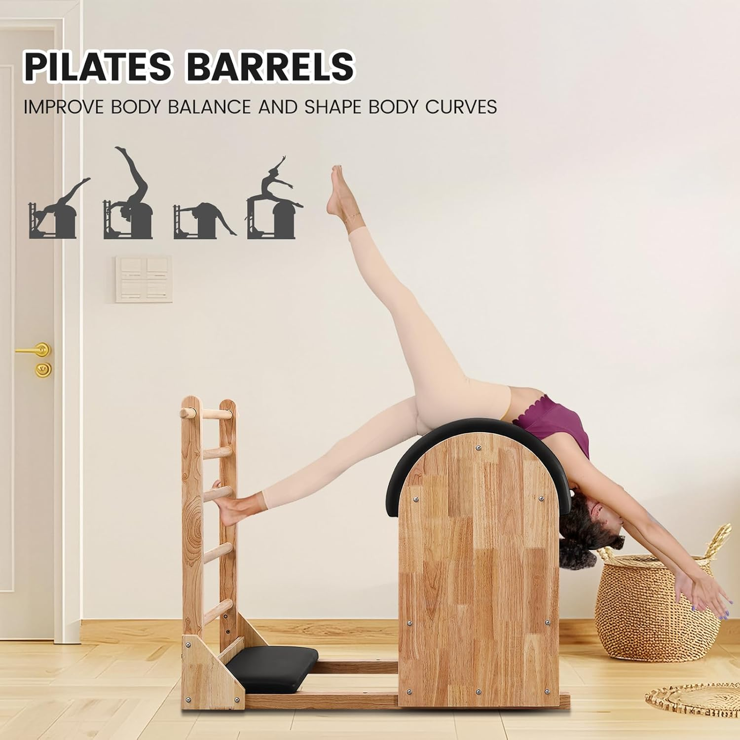 Oak Ladder Barrel Trainer Equipment Wood Pilates Ladder Barrel Pilates Training Bed Ladder Barrel Pilates