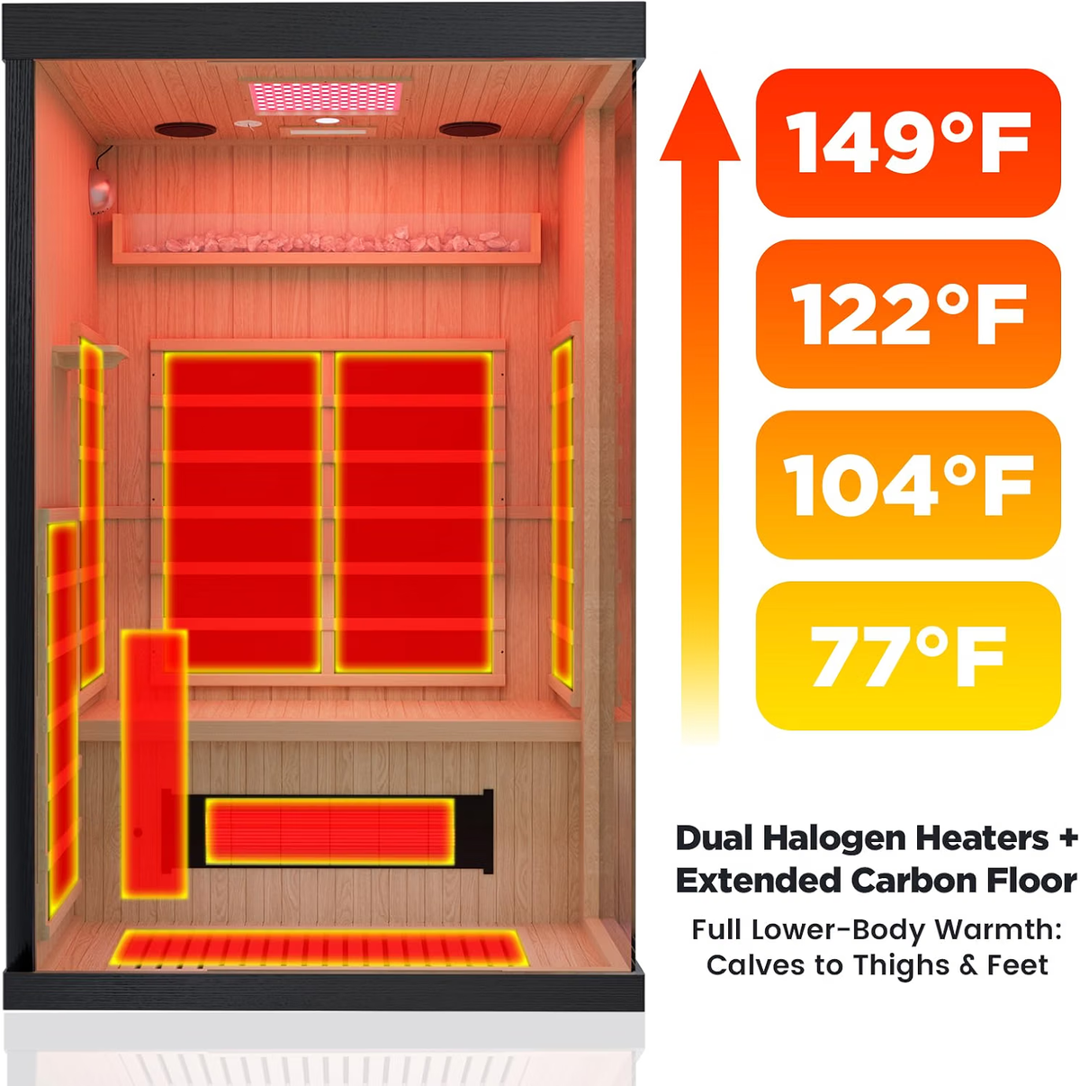 2-Person Full Spectrum Sauna Himalayan Salt Far Infrared Dual LED Controls