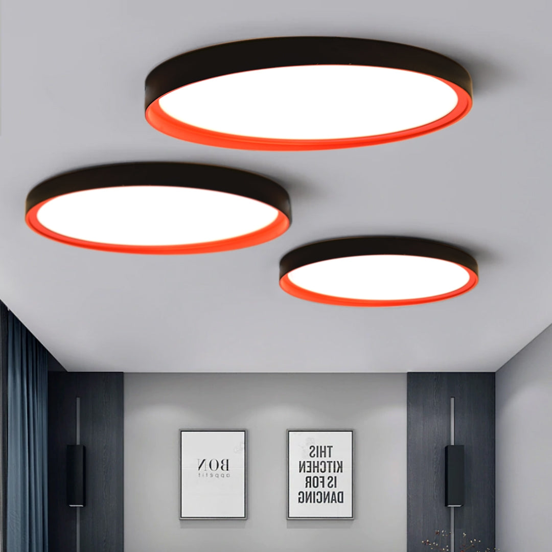 LED Ceiling Light 19W 3000K - Black/Red