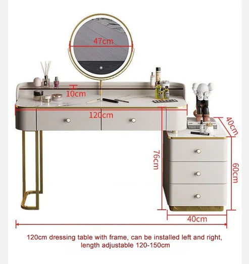 Modern LED Lighted Makeup Vanity Table Set with Chair and Storage Drawers - COOLBABY