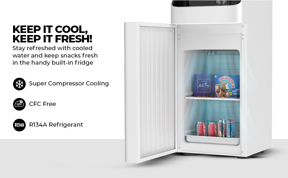 Top Loading Water Dispenser – 3 Tap, 16L Fridge, Stainless Steel, Low Noise - COOLBABY
