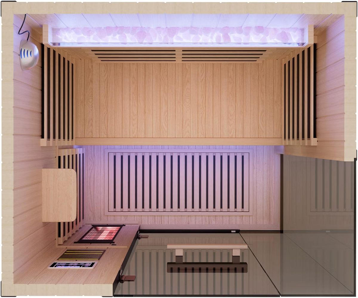 2-Person Full Spectrum Sauna Himalayan Salt Far Infrared Dual LED Controls