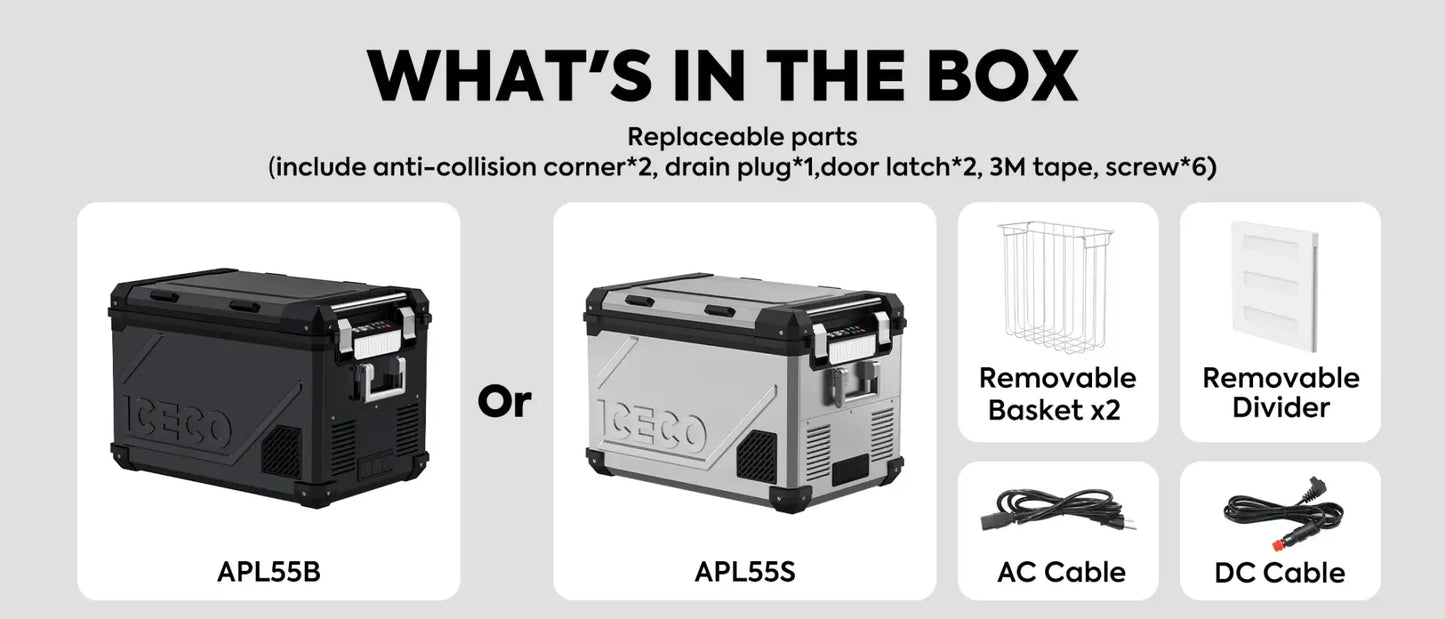 APL55 Dual Zone Portable Fridge Freezer | 55L SECOP Compressor Camping Fridge