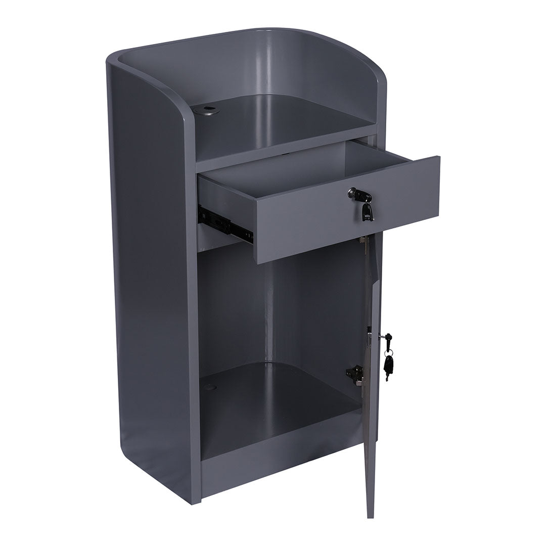 COOLBABY  Glossy Podium Stand BG-1133 with Drawer and Cabinet – Ideal for Presentations, Lectures - COOLBABY