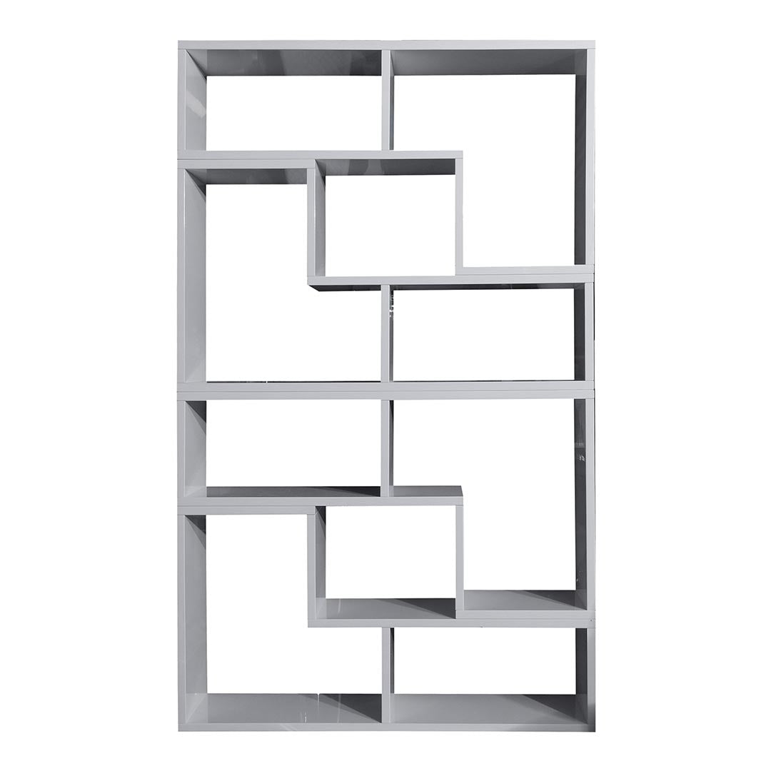 COOLBABY Durable HDF Bookshelf BG-9912 with Glossy White Finish & 10 Spacious Shelves - COOLBABY