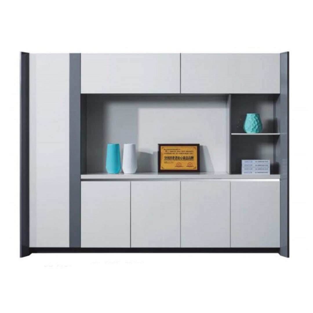 COOLBABY Premium Glossy White File Cabinet with Multiple Shelves & Cupboards - COOLBABY