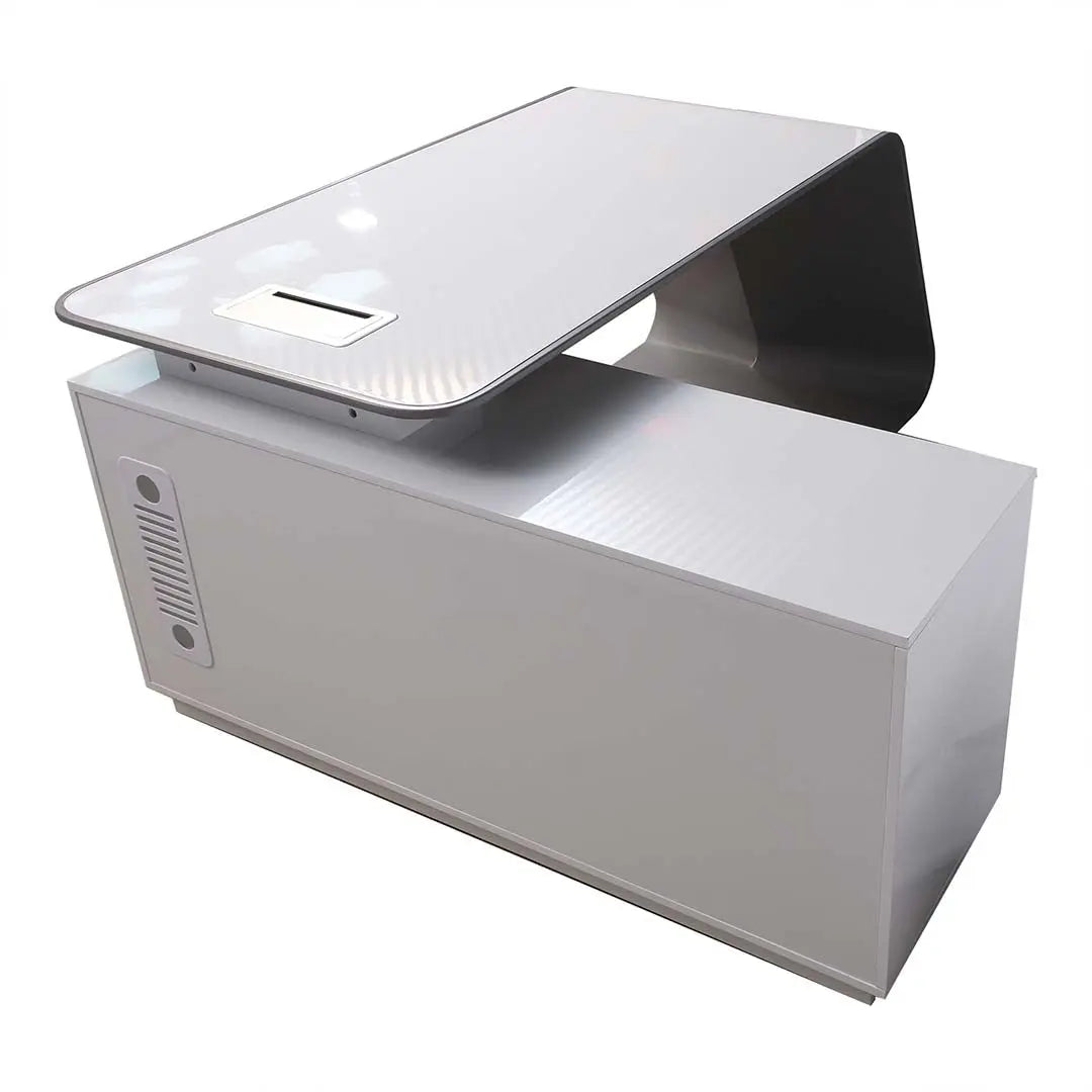BG-9968 Executive Office Table Glossy White | Smart Desk with Power & USB Ports