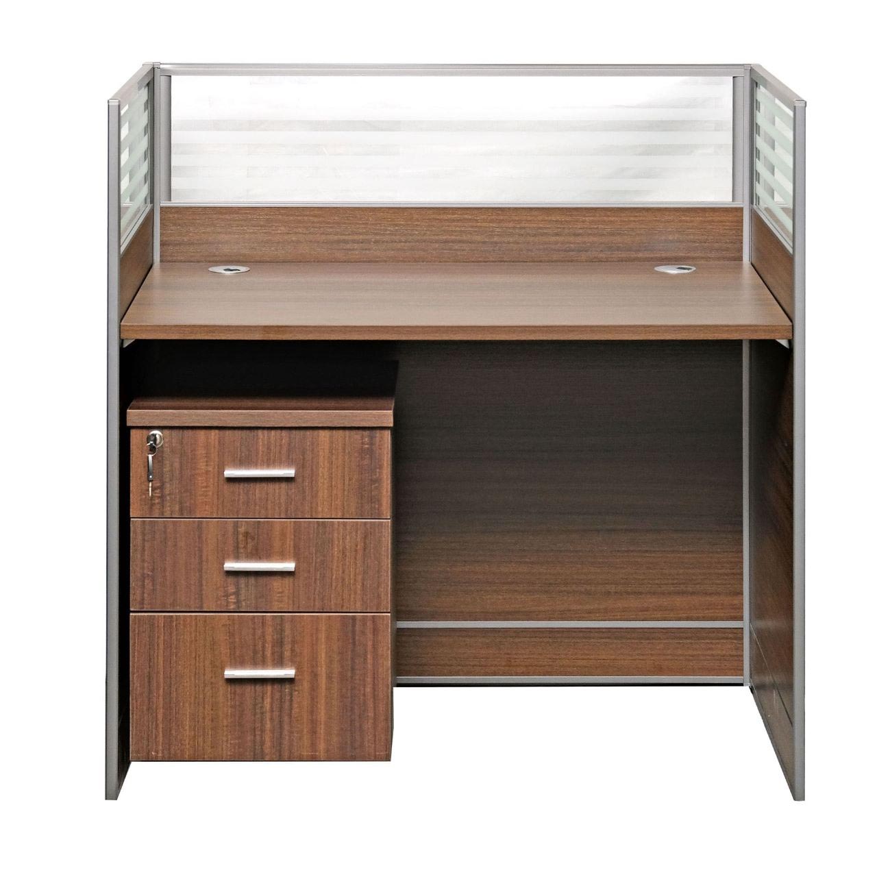 COOLBABY Modern Brown Cubicle Workstation – 100/120 cm with Durable HDF Panels and Aluminium Frame - COOLBABY