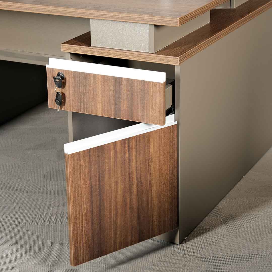 4-Person Office Workstation 242 cm | HDF Office Desk with Storage