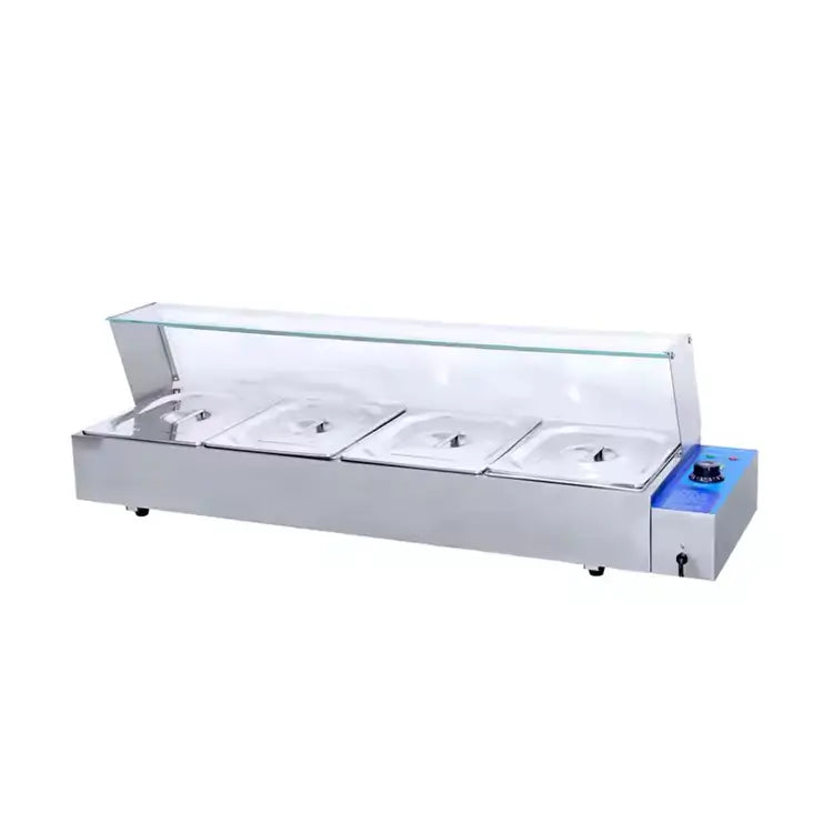 Glass Counter Bain Marie 4 x 1/2 GN – Electric Food Warmer 1.8KW with Temperature Control | GN HBM-24
