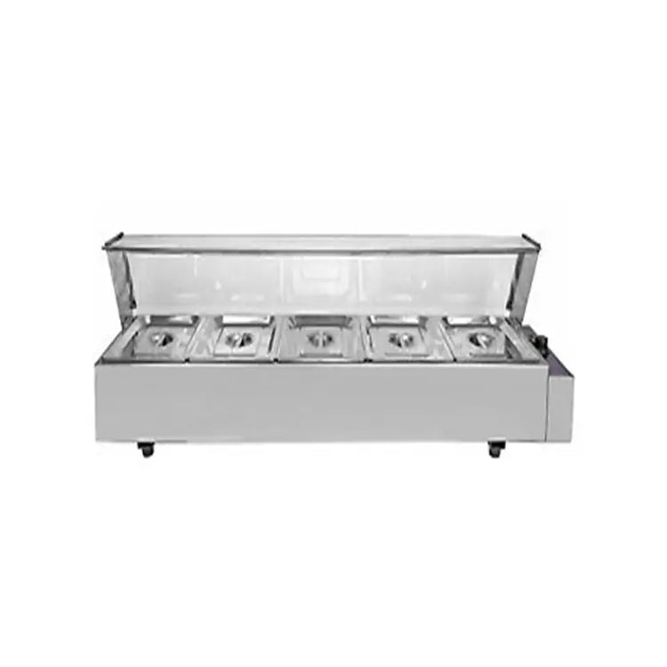 HBM-25 Bain Marie 5 GN Glass Counter – Electric Food Warmer 5 x 1/2 GN 1.8KW Commercial Buffet Heater