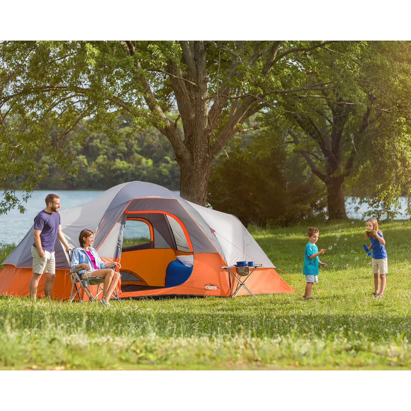 COOLBABY 9-Person Extended Dome Tent with H20 Block Technology and Spacious Design - 16' x 9' - COOLBABY