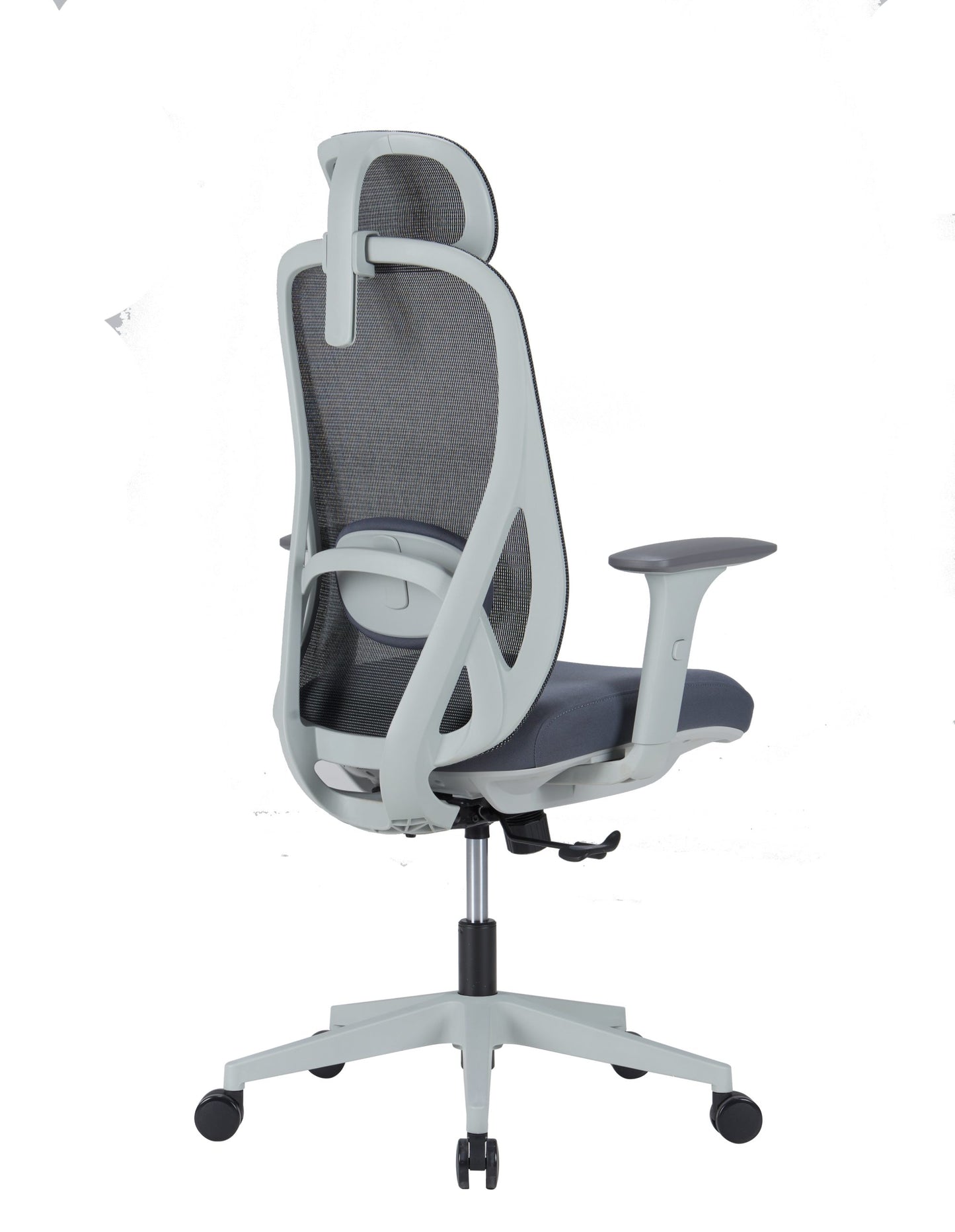 High Back Ergonomic Swivel Office Chair with Adjustable Back & Headrest Computer Chair - grey frame