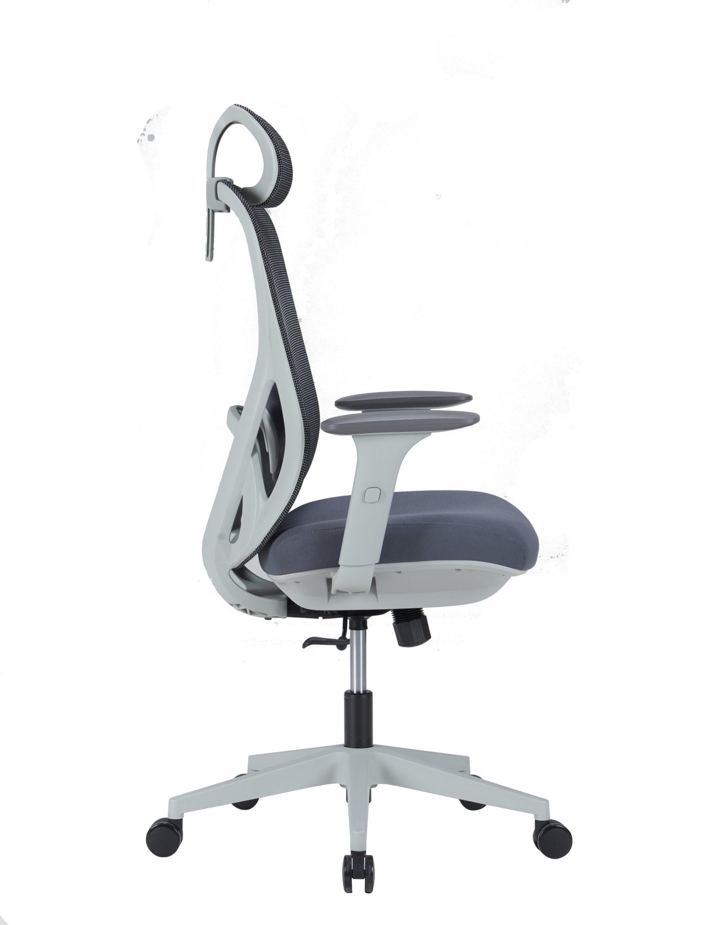 High Back Ergonomic Swivel Office Chair with Adjustable Back & Headrest Computer Chair - grey frame