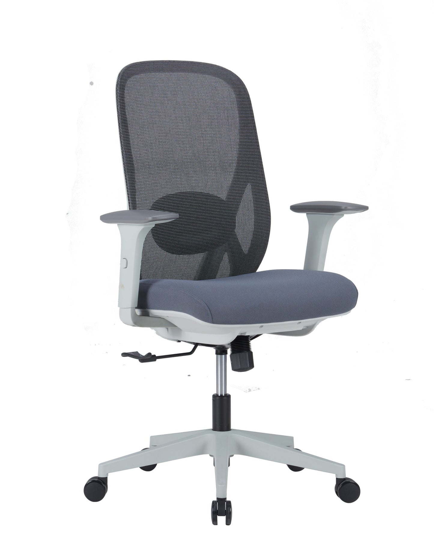 High Back Ergonomic Swivel Office Chair with Adjustable Back & Headrest Computer Chair - grey frame