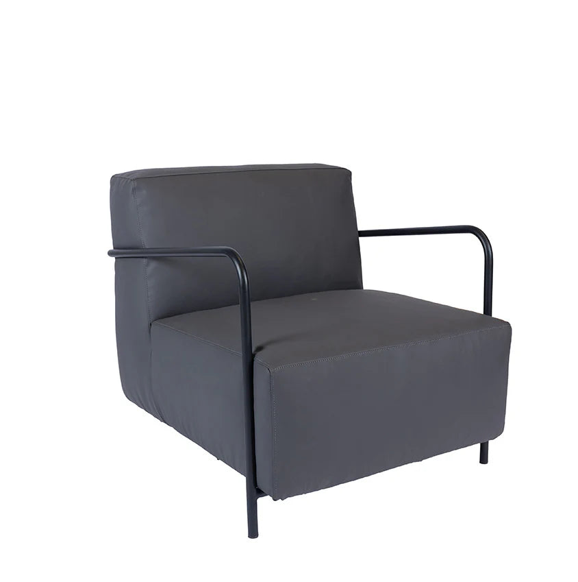 COOLBABY CHUCK Modern Black Metal Base Chair with Blue Vegan Leather Cushion - COOLBABY