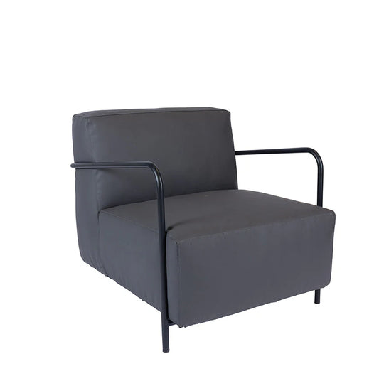 COOLBABY CHUCK Modern Black Metal Base Chair with Blue Vegan Leather Cushion - COOLBABY