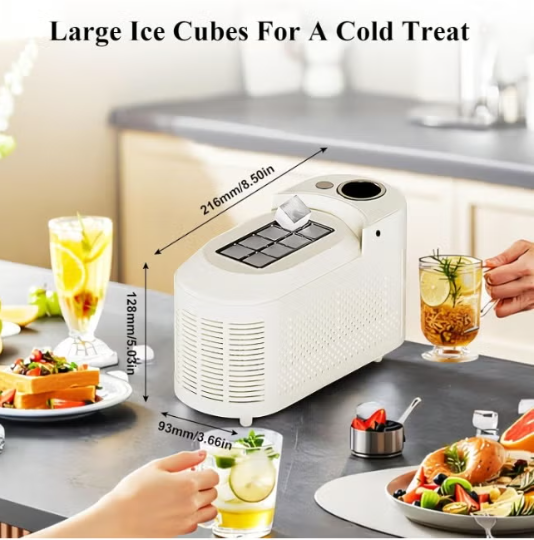 Portable Countertop Ice Maker Machine | 8 Ice Cubes in 10 Minutes with Ice Tongs
