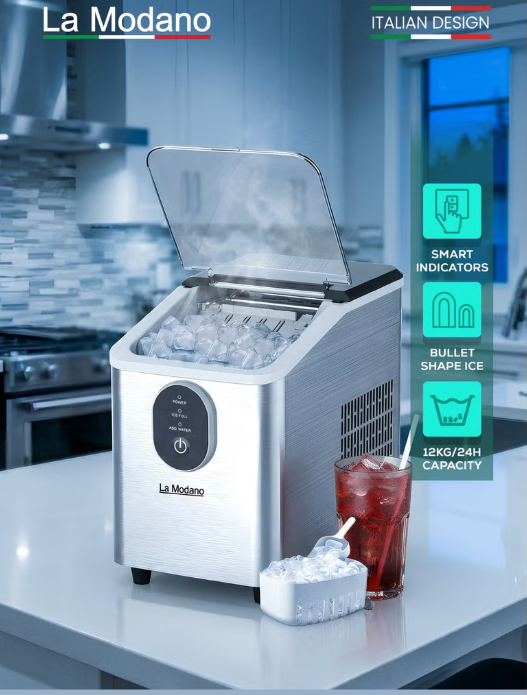 LMIM37 Ice Maker Machine 12KG/24H | Stainless Steel Countertop Bullet Ice Maker