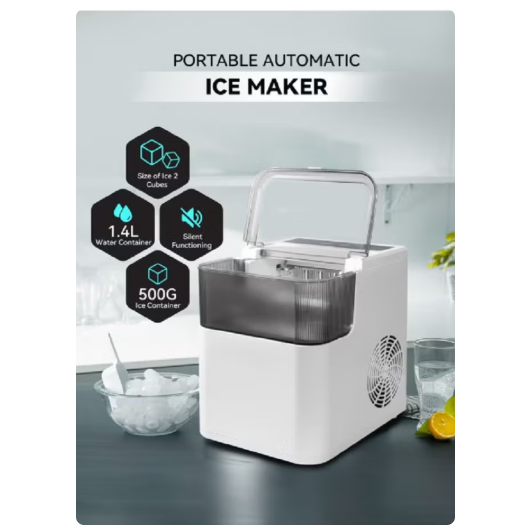 Portable Countertop Ice Maker Machine 12KG/24H | 9 Ice Cubes in 6–8 Minutes