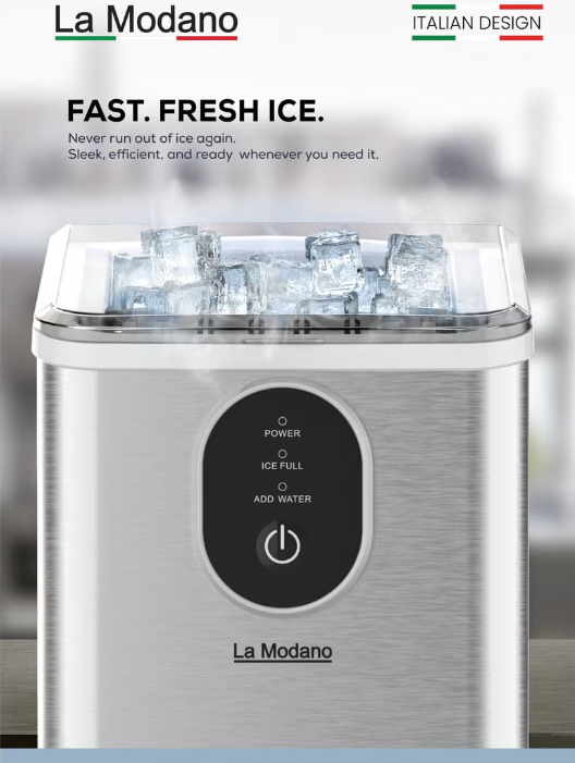 LMIM37 Ice Maker Machine 12KG/24H | Stainless Steel Countertop Bullet Ice Maker