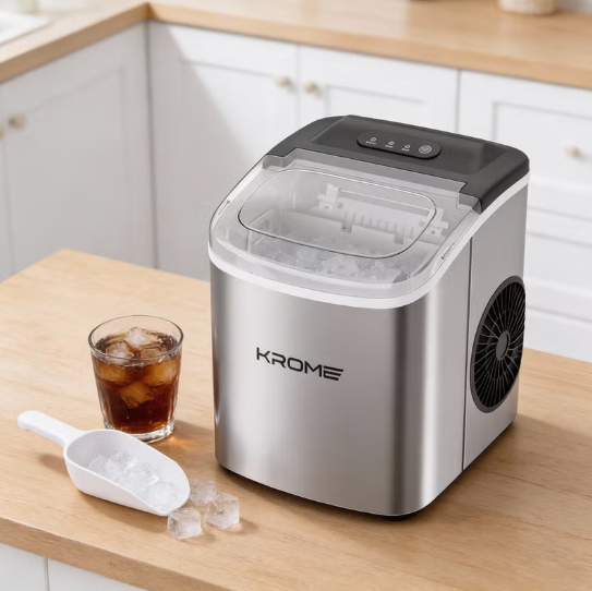 KR-IM12SH 12KG/24H – 9 Bullet Ice Cubes, LED Display, Auto Clean, Compact Countertop Ice Maker