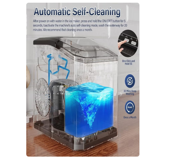 Portable Countertop Ice Maker Machine 12KG/24H | 9 Ice Cubes in 6–8 Minutes