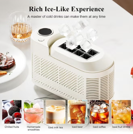 Portable Countertop Ice Maker Machine | 8 Ice Cubes in 10 Minutes with Ice Tongs