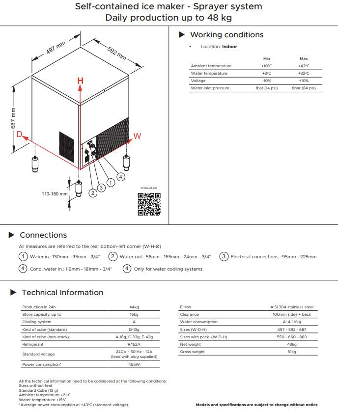 Brema CB416A Self-Contained Ice Maker (Sprayer System)