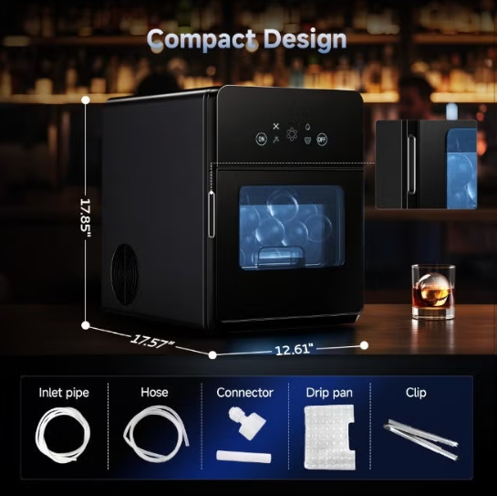 Portable Ice Ball Maker Machine | Crystal Clear Sphere Ice | Self-Cleaning Countertop Ice Maker
