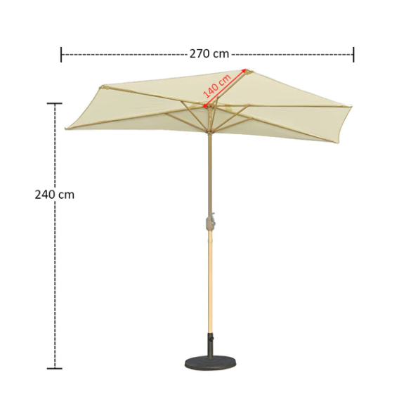 Outdoor Wall Half Umbrella Without Base | Space-Saving Patio & Balcony Umbrella