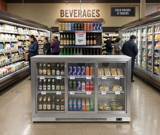 BC03SS 3 Door Bar Cooler | Stainless Steel 289L Commercial Beverage Fridge