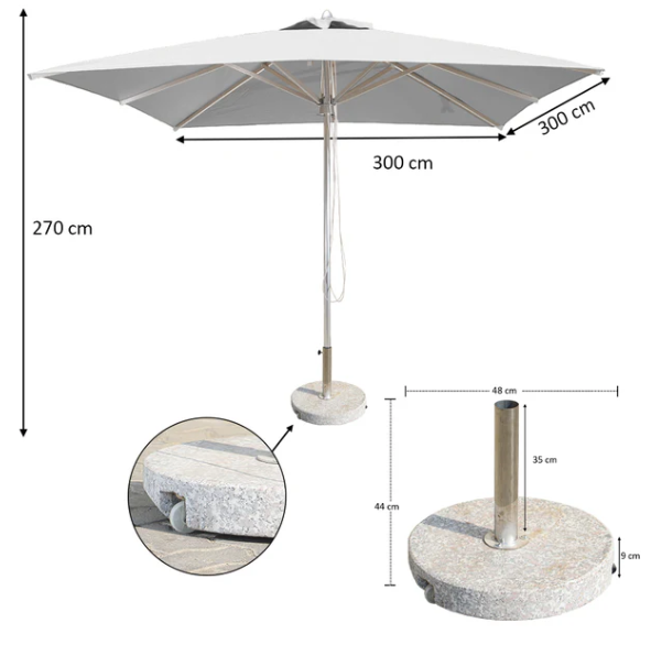 Square Garden Umbrella 270x300 cm Without Base | UV-Resistant Outdoor Patio Umbrella