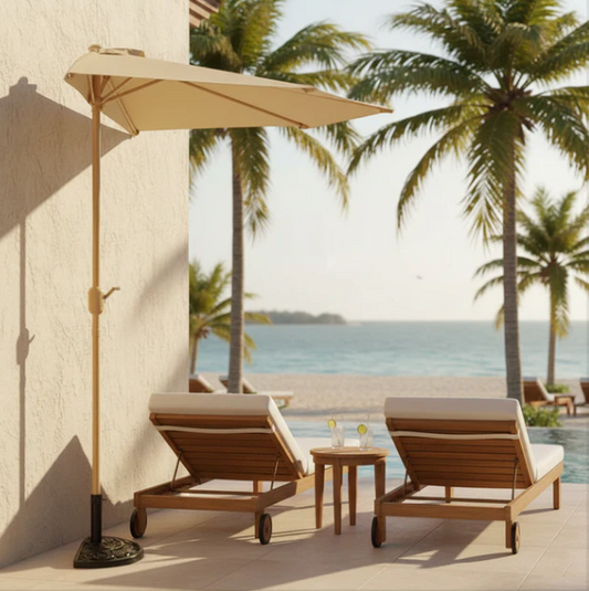 Outdoor Wall Half Umbrella Without Base | Space-Saving Patio & Balcony Umbrella