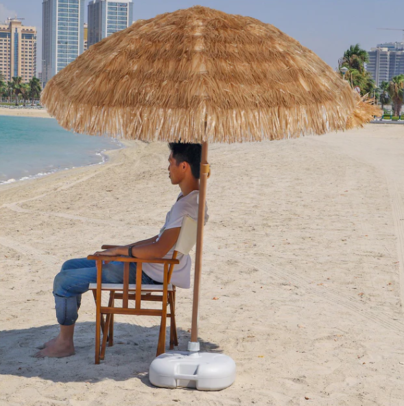 Hawaiian Style Straw Outdoor Umbrella Without Base | Tropical Tiki Garden Umbrella